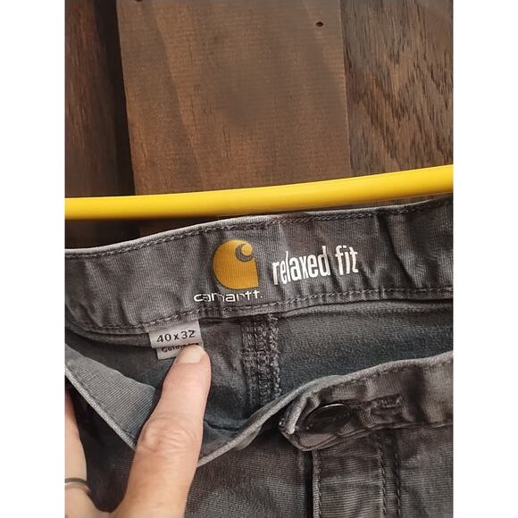 Carhartt Rugged Flex Relaxed Fit Canvas Pants Gray 40 x 32 Gray Workwear - Picture 2 of 5